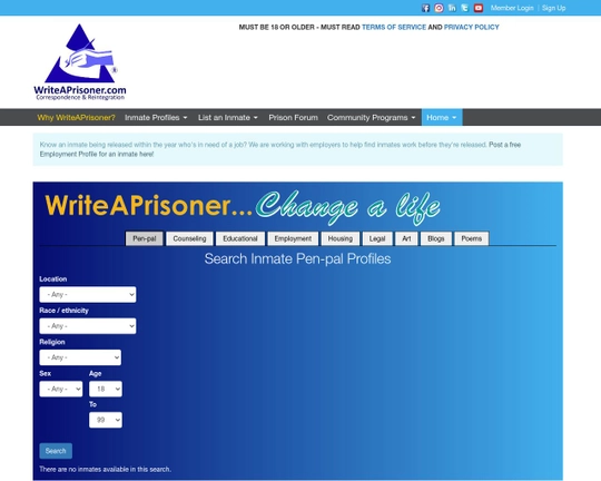 WriteAPrisoner.com Logo